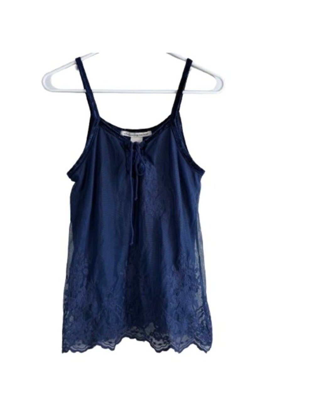 American Rag Cie Sapphire Velvet Trim Mesh Floral Embroidered Top Sz S Boho